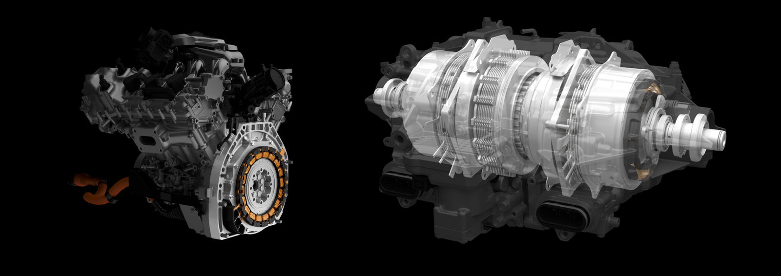 Rear-mounted direct-drive electric motor (l), front-mounted twin motor unit (r)