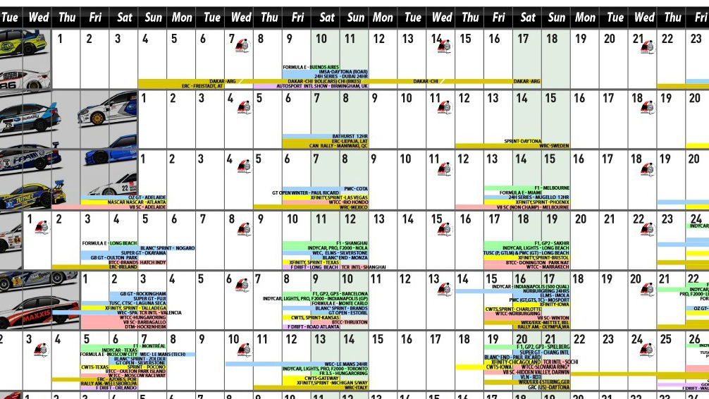 This Epic 2015 Calendar Features The Dates Of Every Major Motorsport Event