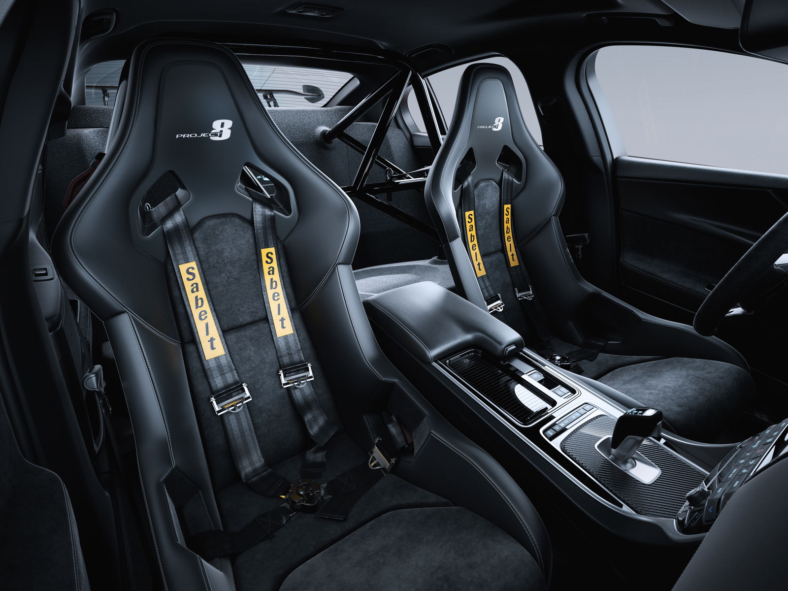 The Track Pack features carbon fibre bucket seats with four-point harnesses