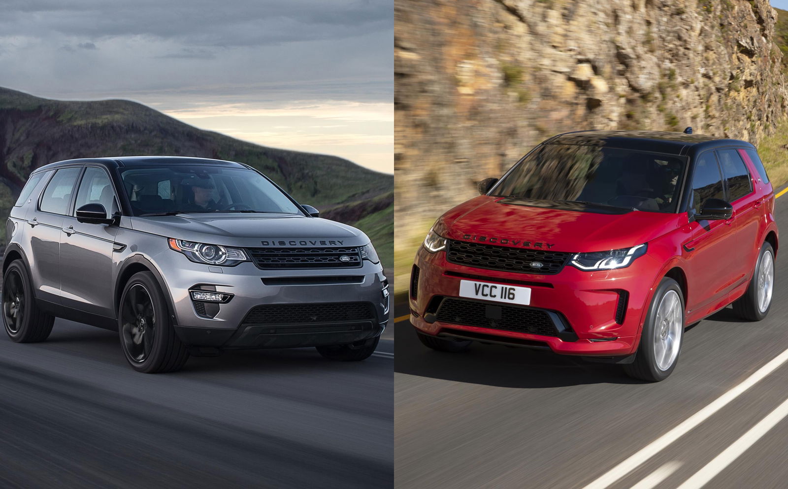 The outgoing Land Rover Discovery Sport (left) compared to the new, facelifted version