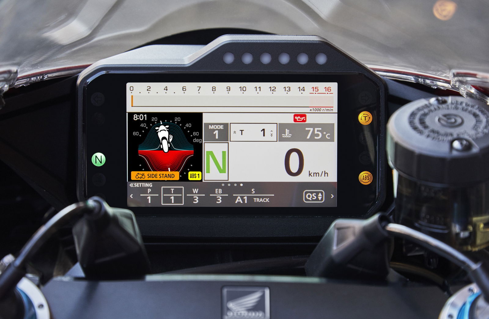 The Honda CBR-1000RR-R features a larger, clearer TFT screen