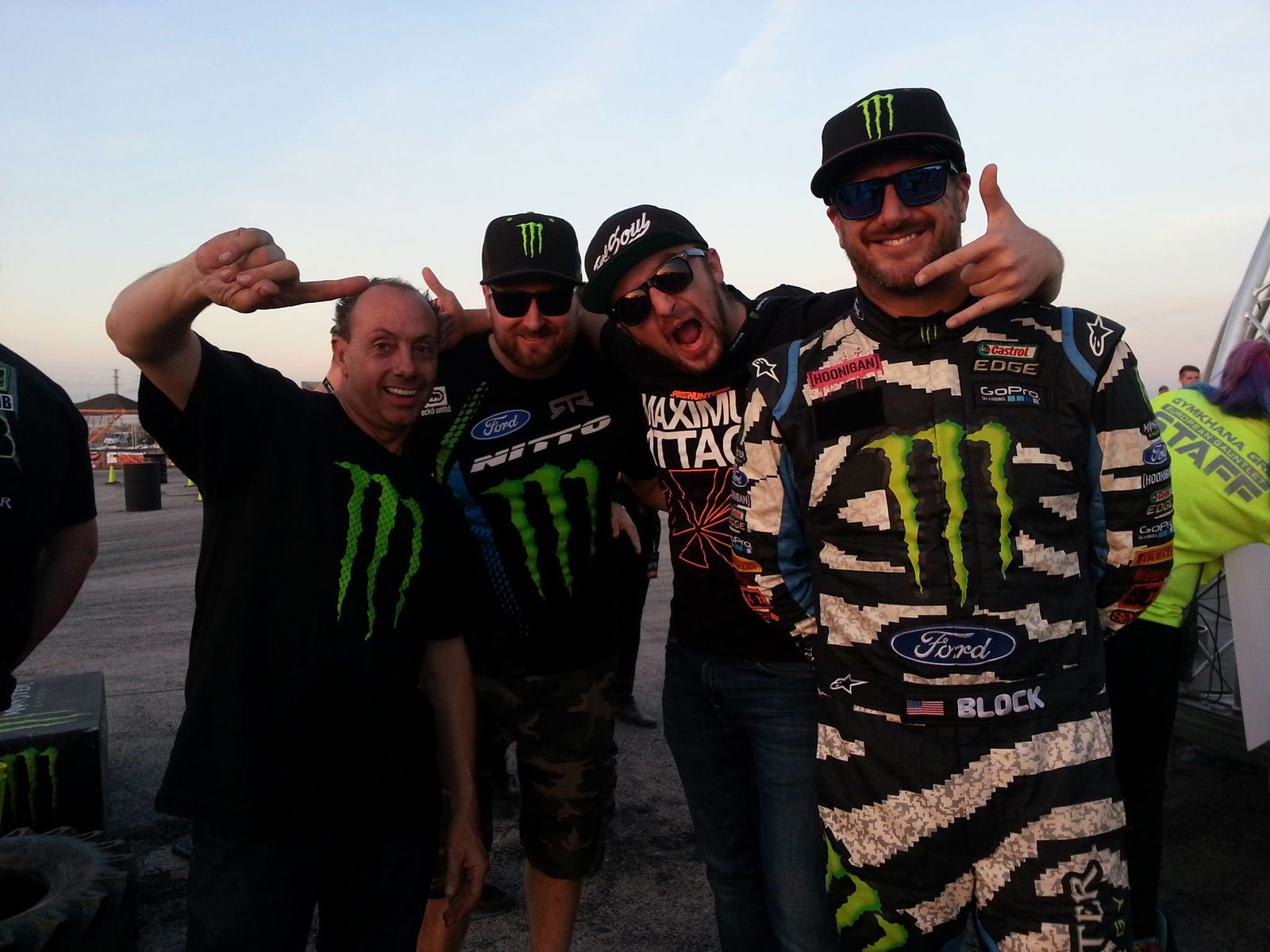 Left-to-Right: Terry Grant, Vaughn Gittin Jr, me, Ken Block.