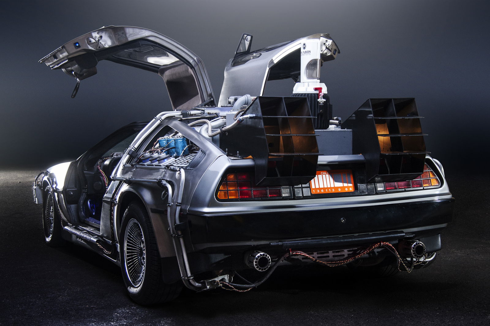 The famous DeLorean Time Machine from the Back to the Future trilogy.