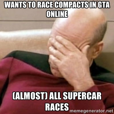 A majority of the races I've heard about are supercar related - which makes it worse