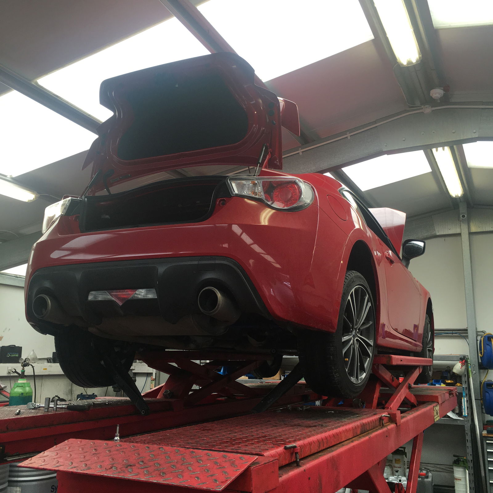 Currently at tuning company Litchfield Imports with the goal of improving the BRZ's handling characteristics.