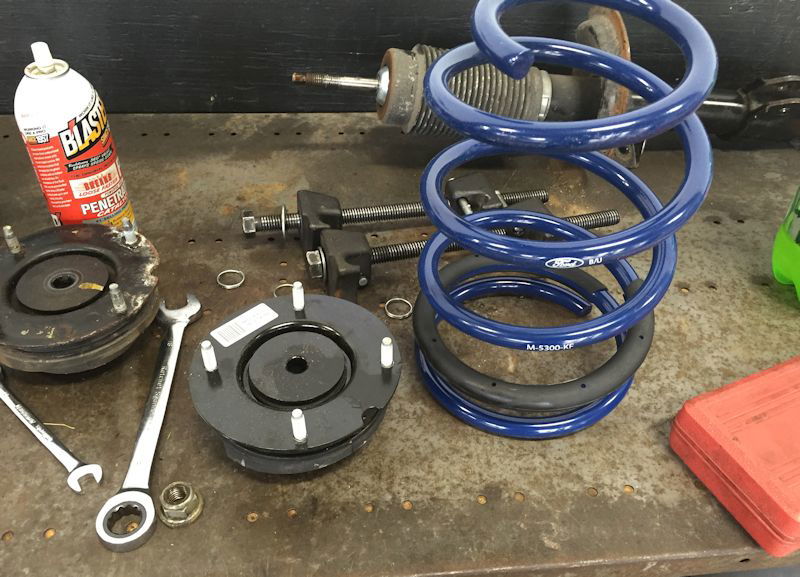 GT500 strut mounts should prove more durable than the original bushes.