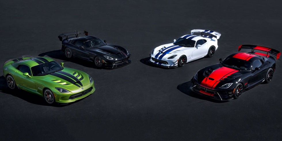 The Viper was slated as a limited-production model in the 1992 model year; it now comes full circle with five limited-production special editions: the Viper 1:28 Edition ACR (up to 28 examples), the Viper GTS-R Commemorative Edition ACR (up to 100 examples), the Viper VooDoo II Edition ACR (up to 31 examples), the Viper Snakeskin Edition GTC (up to 25 examples), and the Viper Dealer Edition ACR (up to 33 examples).