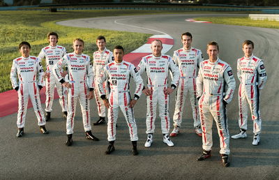 Nissan Motorsport drivers: Frome Left to Right: Tsugio Matsuda, Lucas Ordonez, Max Chilton, Alex Buncombe, Jann Mardenborough, Olivier Pla, Harry Tincknell, Michael Krumm and Mark Shulzhitskiy