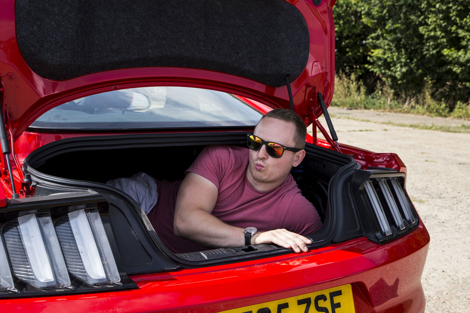 The Mustang has a big boot/trunk for activities