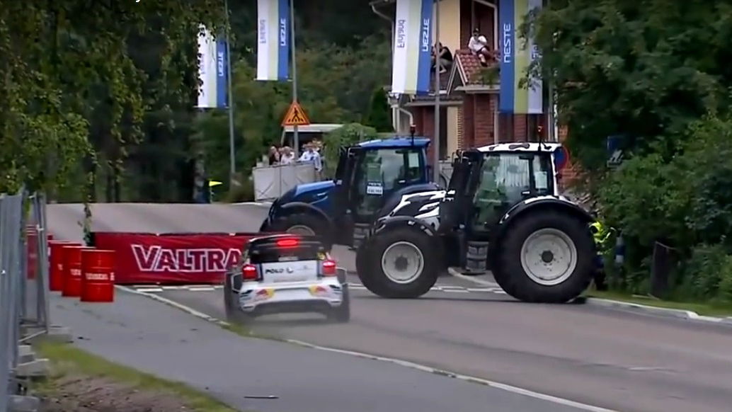 Rally Finland Used Tractors To Make A Chicane For Some Reason