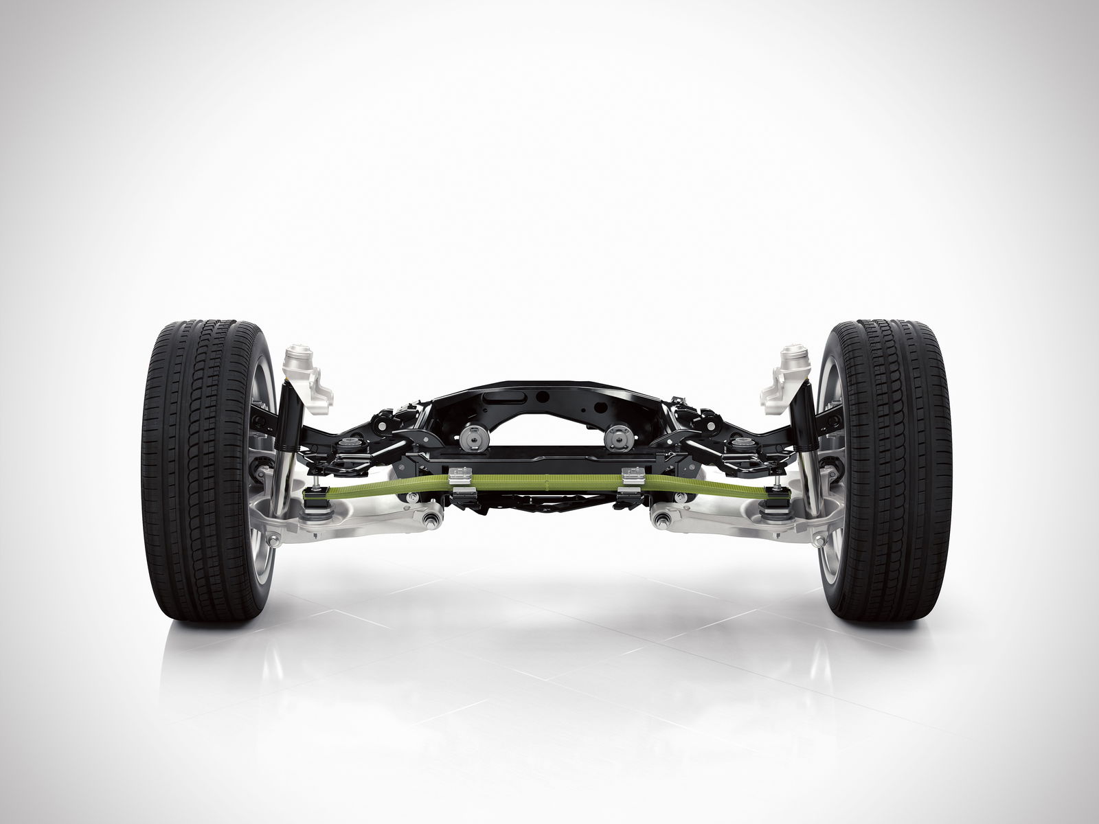 As on the XC90's integral link rear suspension setup (above), the S90/V90's system features a leaf spring
