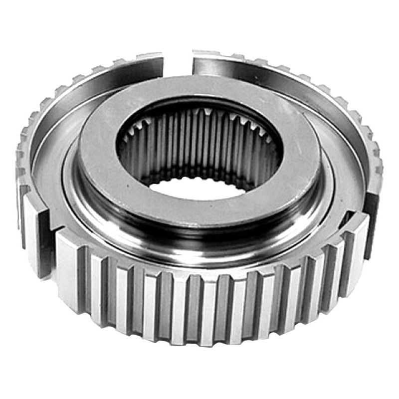 A gear synchroniser from a Jeep, showing the inner and outer splines
