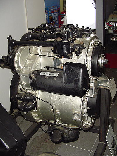 A 1970's Rolls Royce Diesel Wankel at a museum.