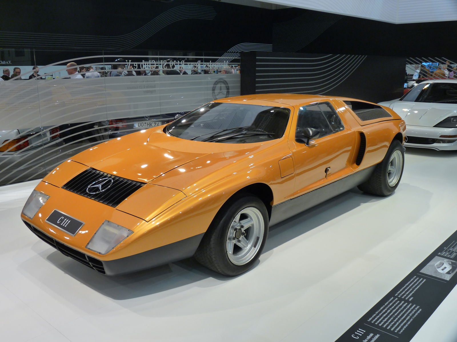 The C111 V1 on display at the Mercedes Museum - NOTE: The car's rear end was changed during the life of the car.