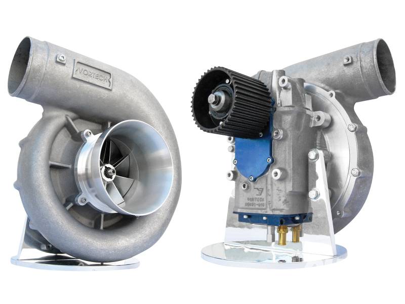 A centrifugal supercharger - effectively a turbo with a pulley adapter
