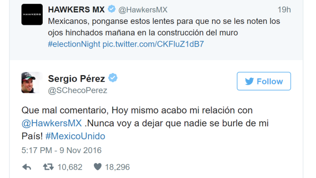 Mexican F1 Driver Sergio Perez Just Told A Sponsor To GTFO After Trump Joke