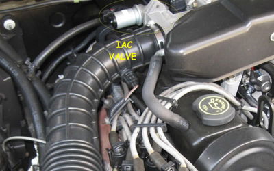 The IAC can be seen here on the side of a throttle body