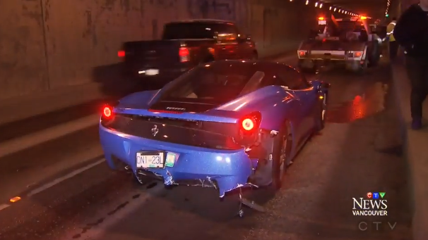 Lamborghini Huracan And Ferrari 458 Douchebags Crash Into Each Other In Tunnel
