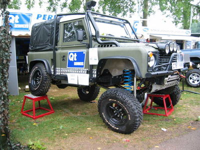 A heavily modified Land Rover Defender