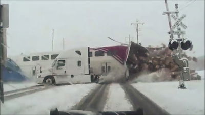 If Your Car Parts Are Late, This Dramatic Truck Vs Train Smash Genuinely Might Be Why