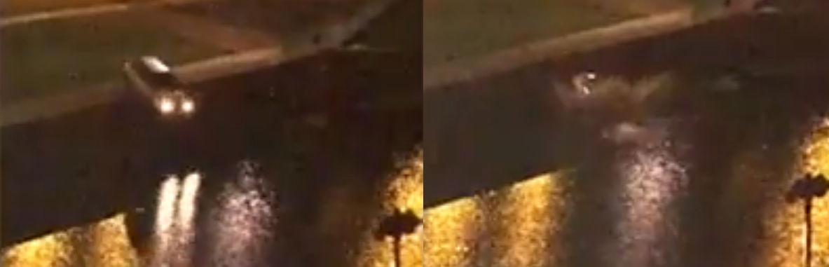 Idiotic Joyrider Pulls Handbrake Turns On Main Road, Then Dumps Car In River