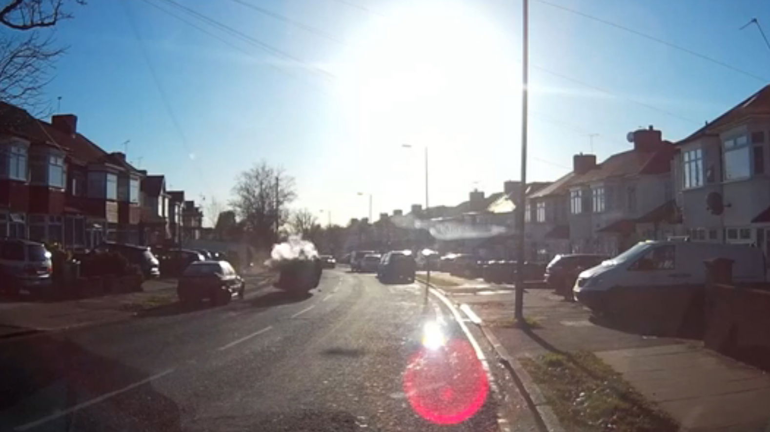 Distracted Driver Smashes Into Parked Car And Flips Over