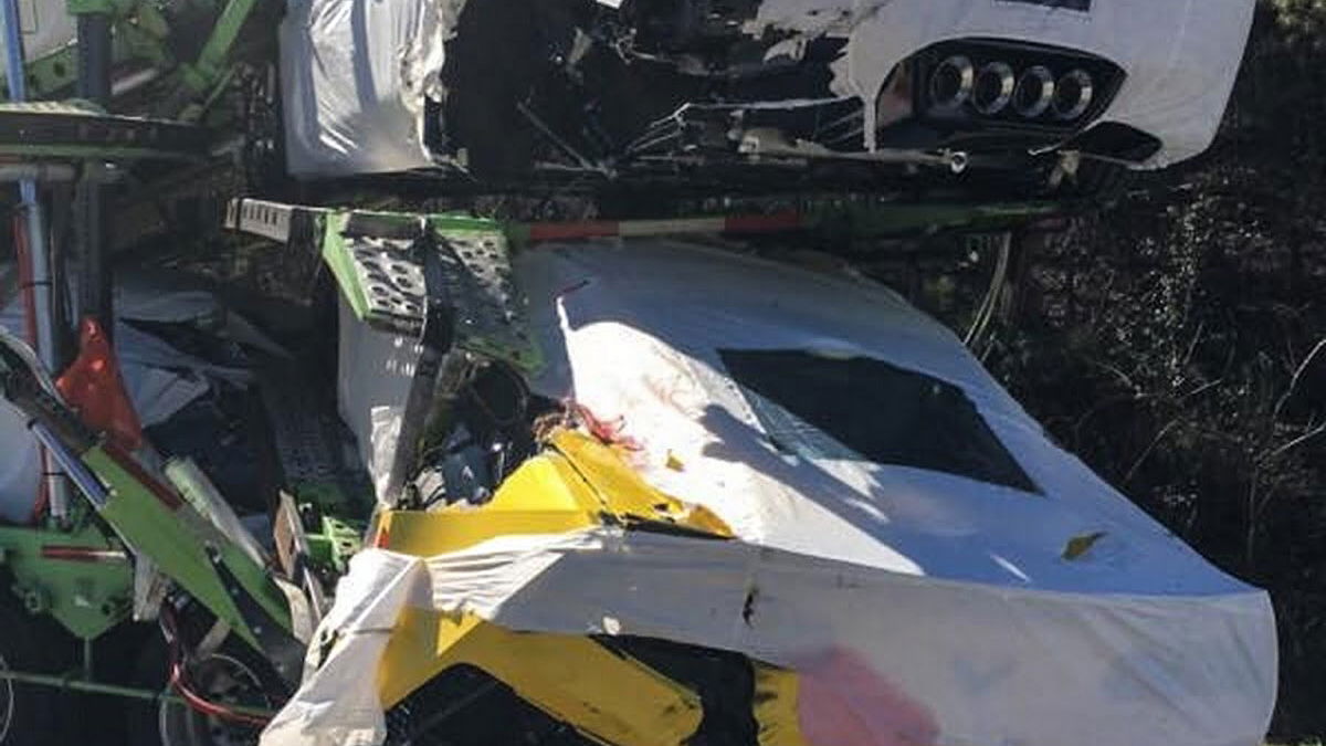 Bizarre Car Transporter Crash Damages Brand New Corvettes - Including An $80,000 Z06