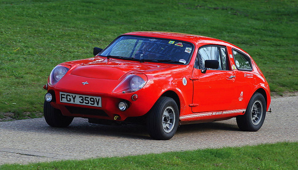 The Mini Marcos,famed for its completion of the 1966 24hrs of Le Mans