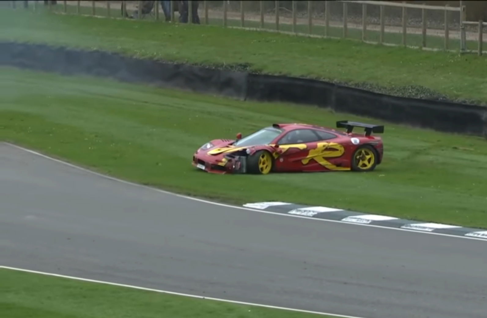 Try Not To Cry As Pink Floyd Drummer Nick Mason Crashes His McLaren F1 GTR At Goodwood