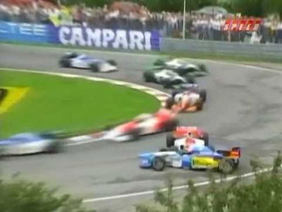 Hakkinen crashed into Herbert's Benetton, sending both of them out of the race