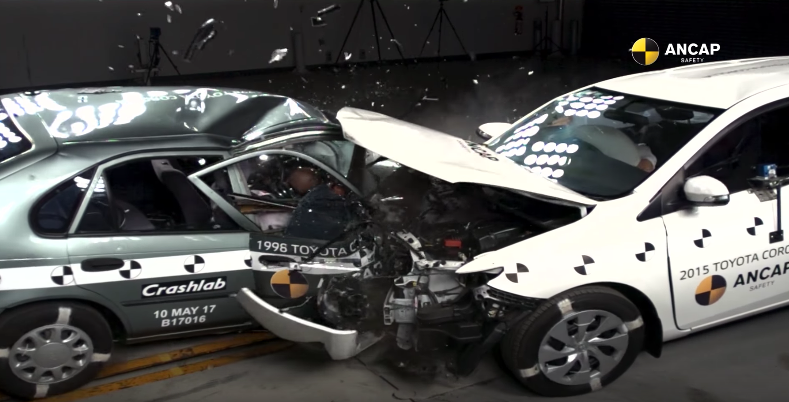 Here's What Happens When You Crash A 1998 Toyota Corolla Into A New One