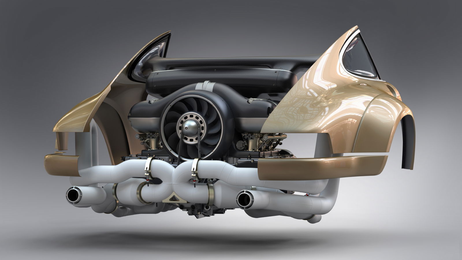 The Williams Advanced Engineering-developed flat-six in the Singer DLS uses an Inconel exhaust