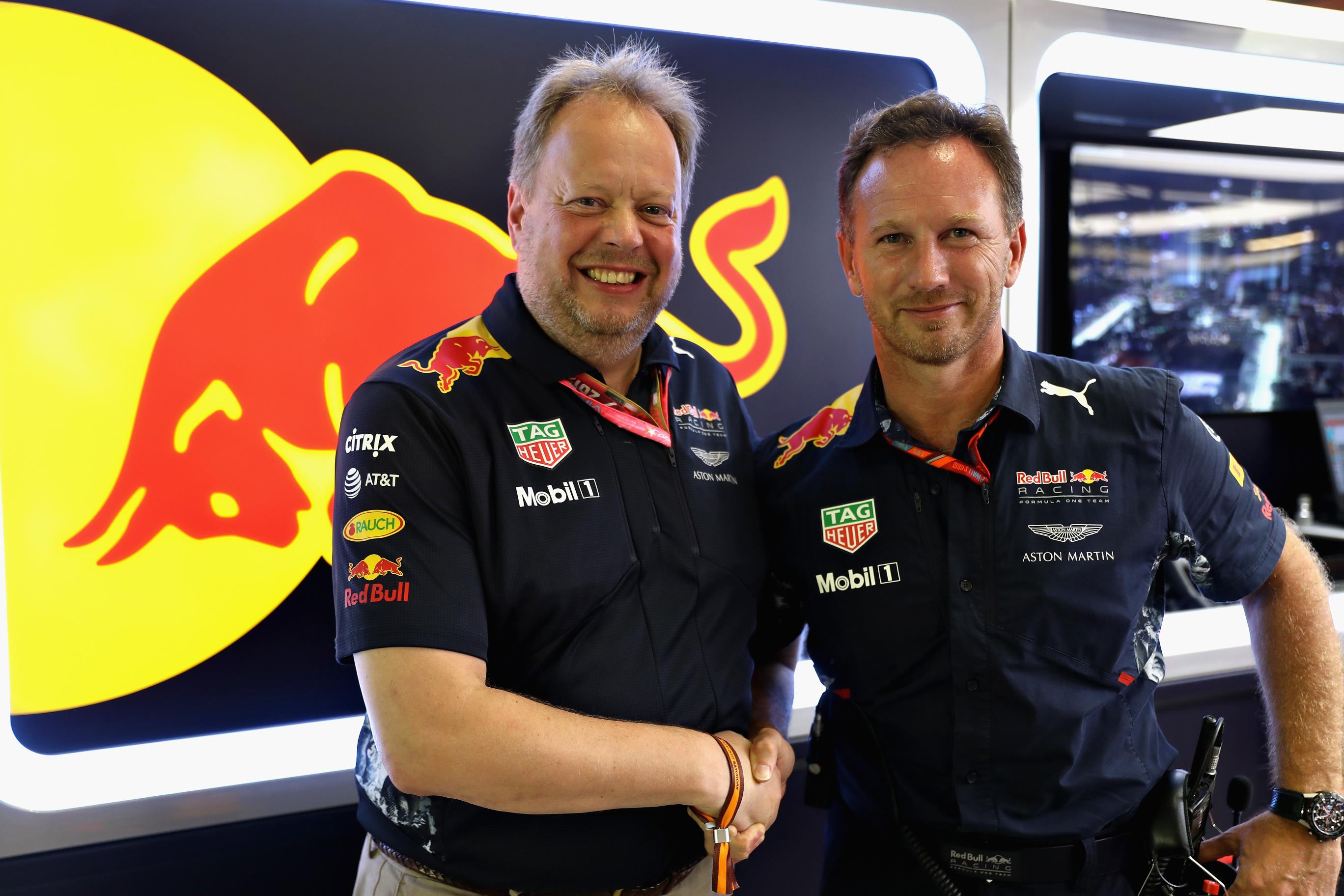 Aston Martin boss Andy Palmer and Red Bull Racing team principal Christian Horner