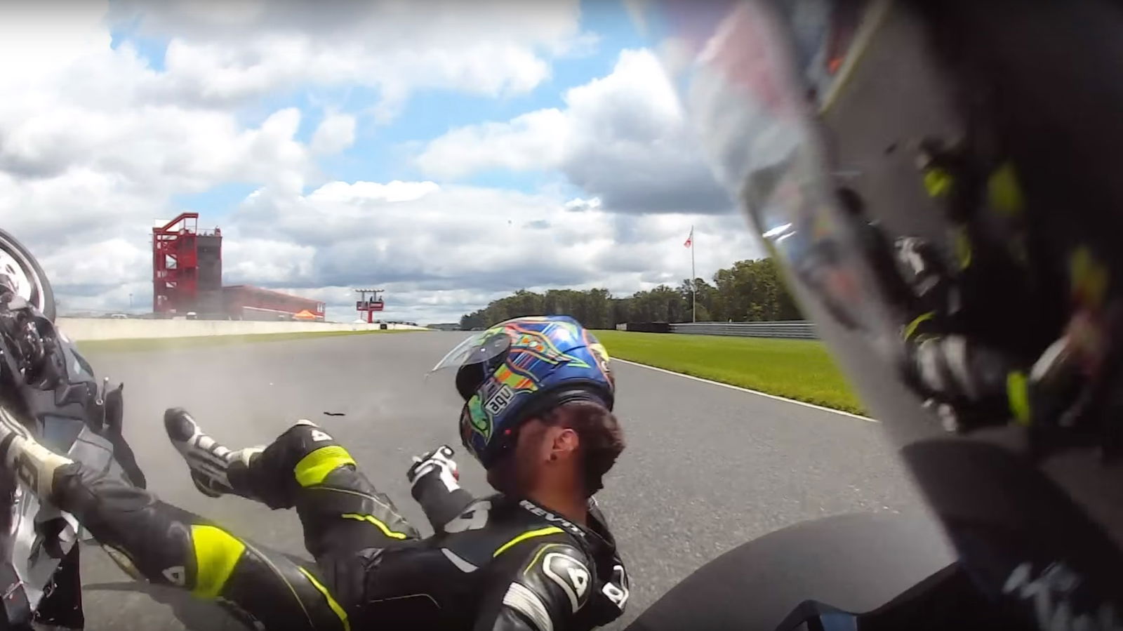 This Bike Racer Miraculously Escapes Injury Despite Losing His Helmet Mid-Crash