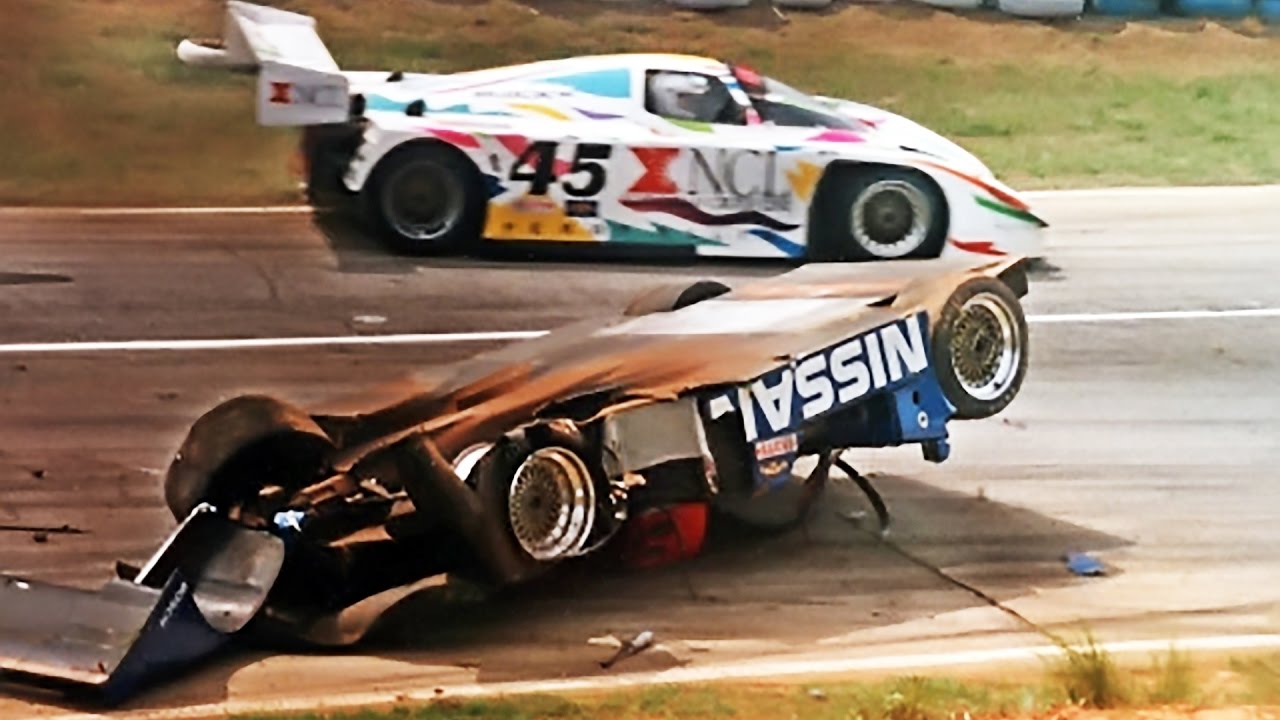 The aftermath of Geoff Brabham's accident at Road Atlanta in 1992