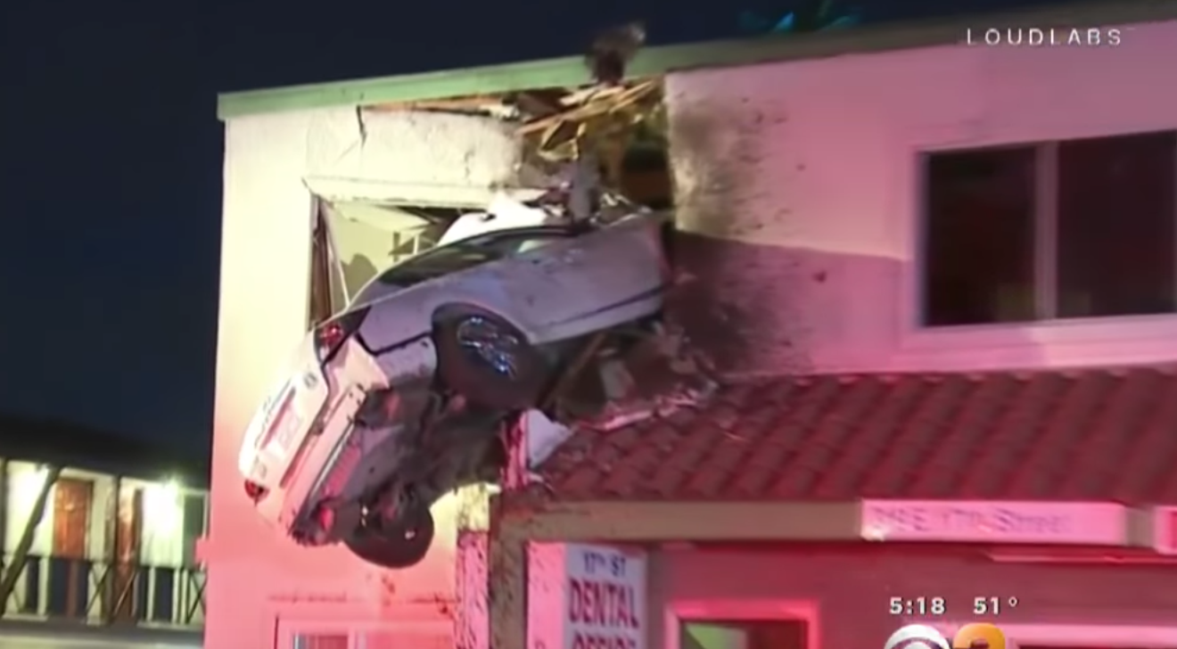 Watch The Moment A Car Launched Into An Office Building