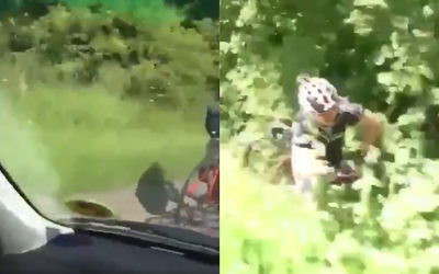 These Three Drive-By Thugs Shove An Unlucky Cyclist Into A Ditch