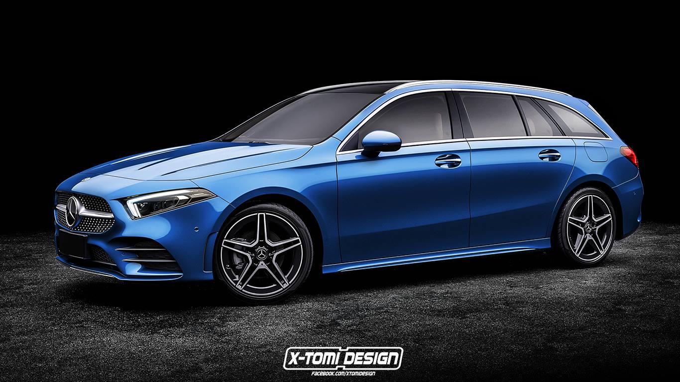 Here's The New A-Class Saloon Rendered In AMG A45 And Estate Forms