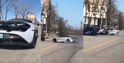 Watch A McLaren 720S Smash Into A Parked Audi R8