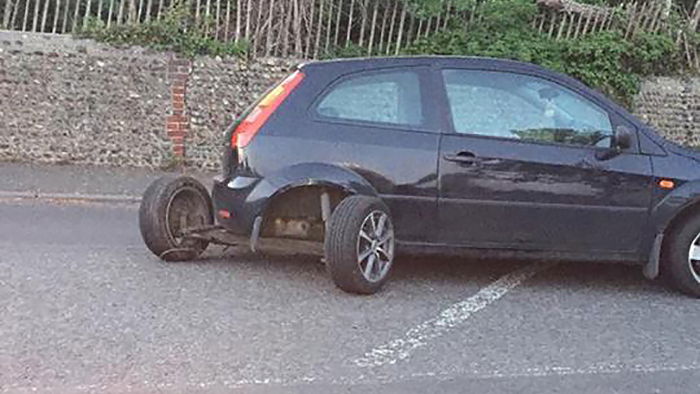 This Ford Fiesta Hit A Pothole So Hard It Ripped A Whole Axle Off