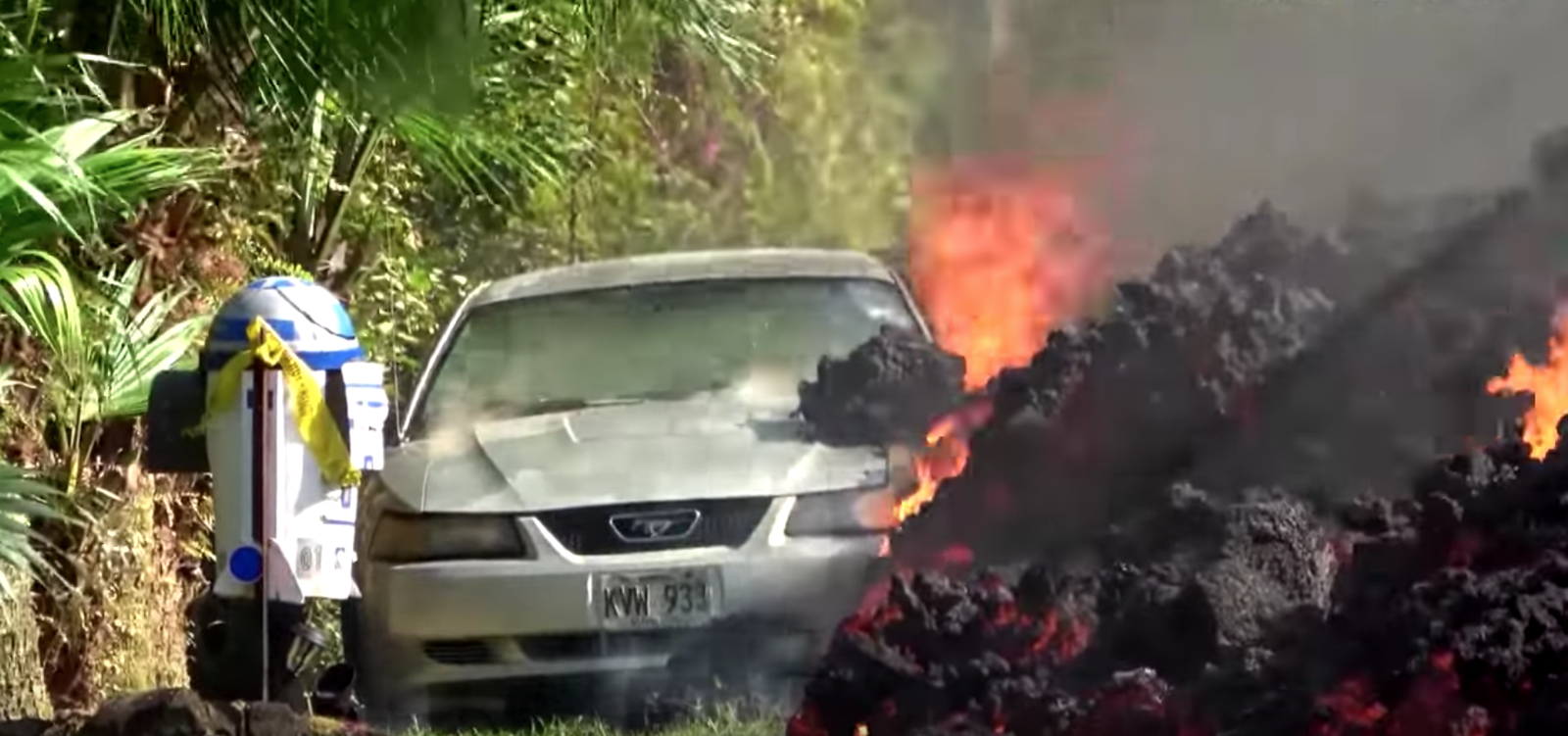 Here's A Ford Mustang Suffering Death By Lava