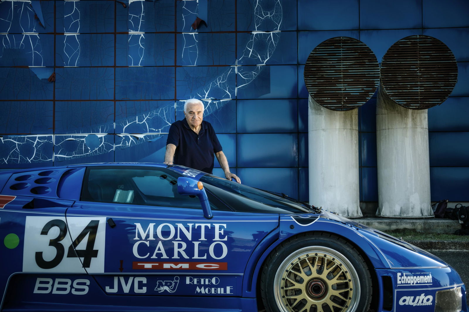 Romano Artioli with the 1994 Bugatti EB110 LM built for Le Mans. Photo: Juergen Skarwan