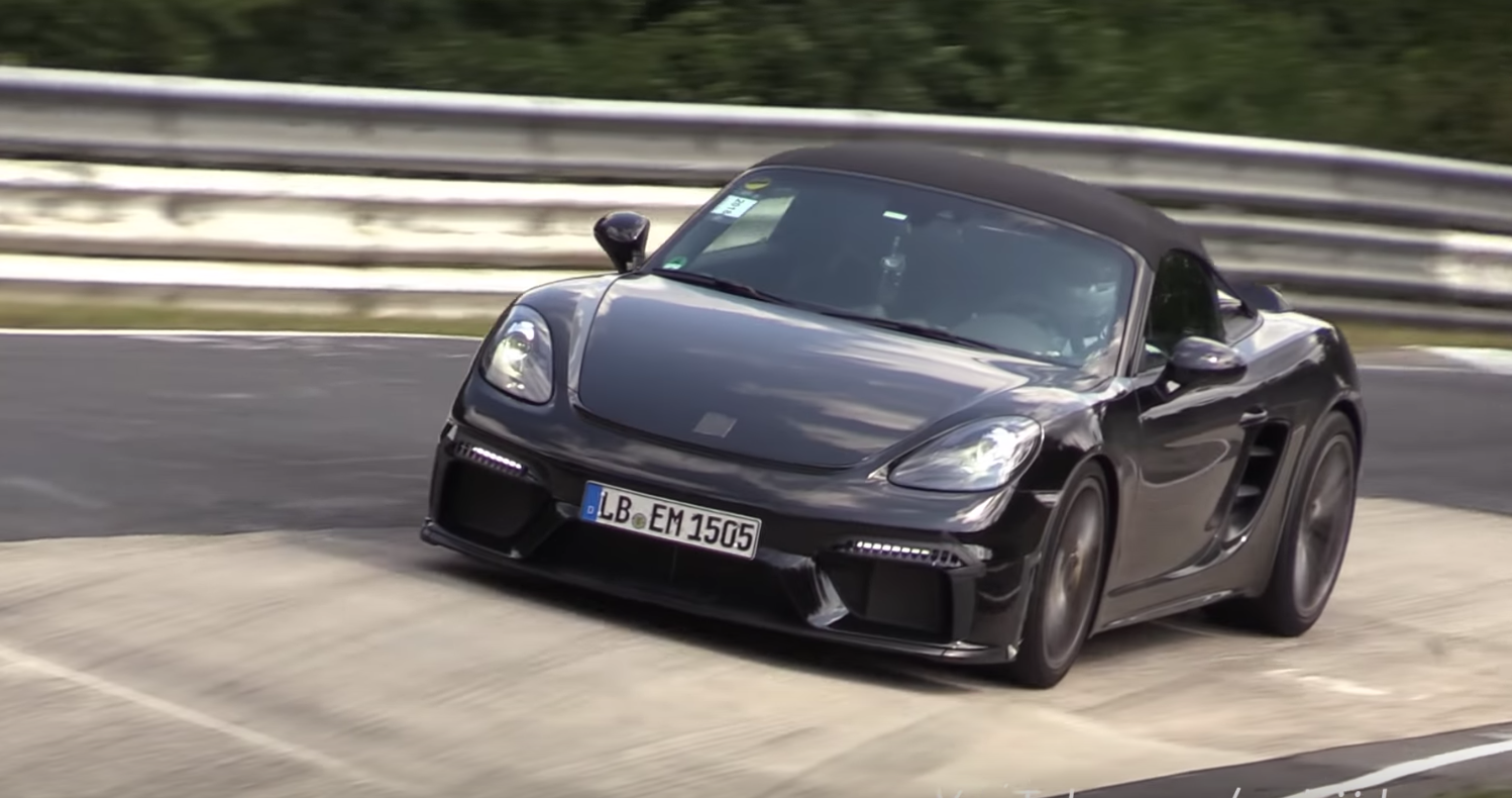 Here's The New Porsche 718 Boxster Spyder Making Throaty Six-Pot Noises