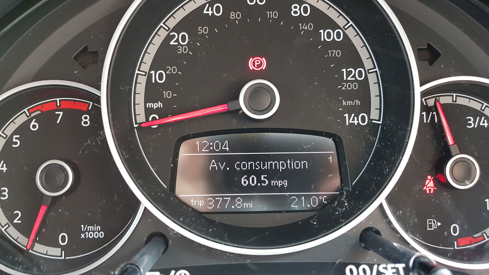 60.5 mpg on the (dusty) dials!