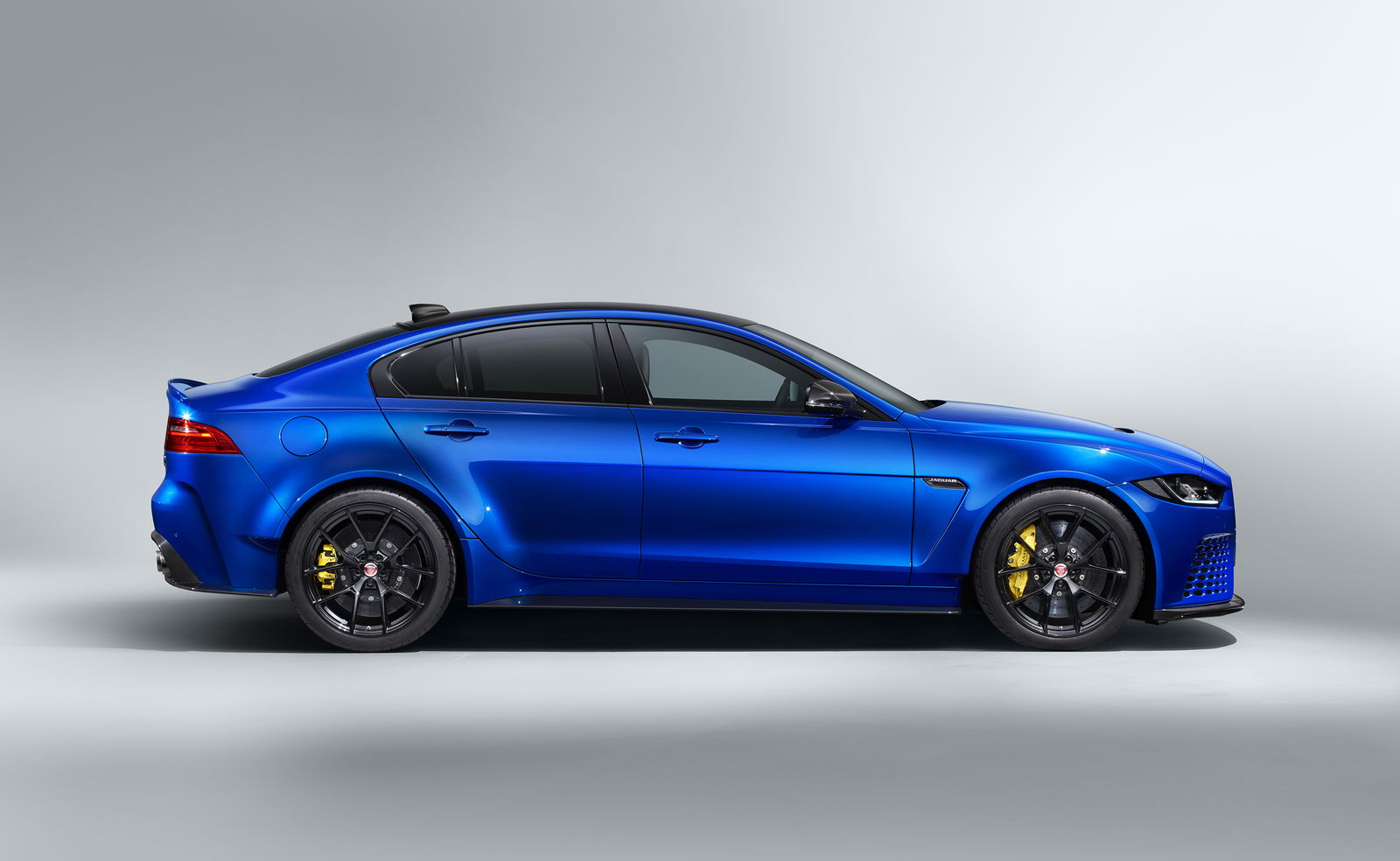 The Jaguar XE SV Project 8 Touring features a small boot spoiler in place of the standard car's fixed rear wing