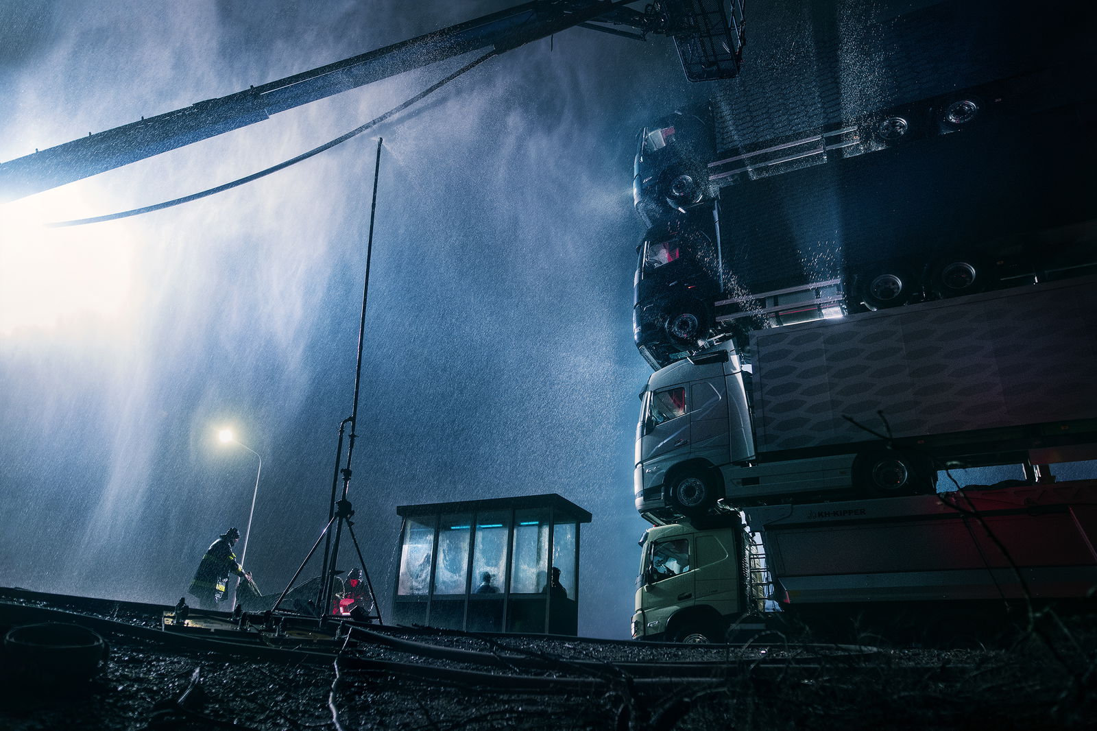 Watch The Volvo Trucks President Ride On A Moving Stack Of Four Lorries