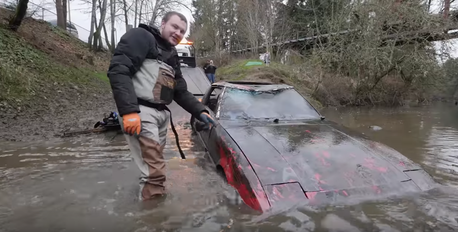 Here's The Sad Yet Joyous Sight Of A Mazda RX-7 Being Pulled From A River