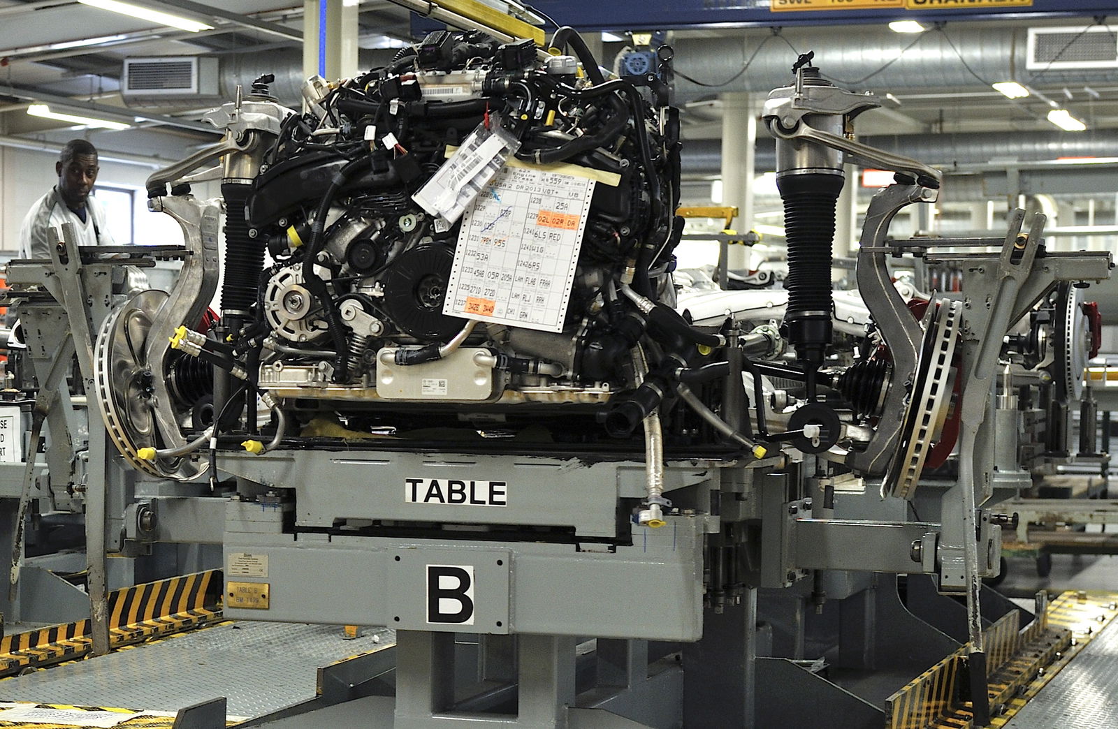 Minus its body, this second-generation Continental GT's air springs are clearly visible