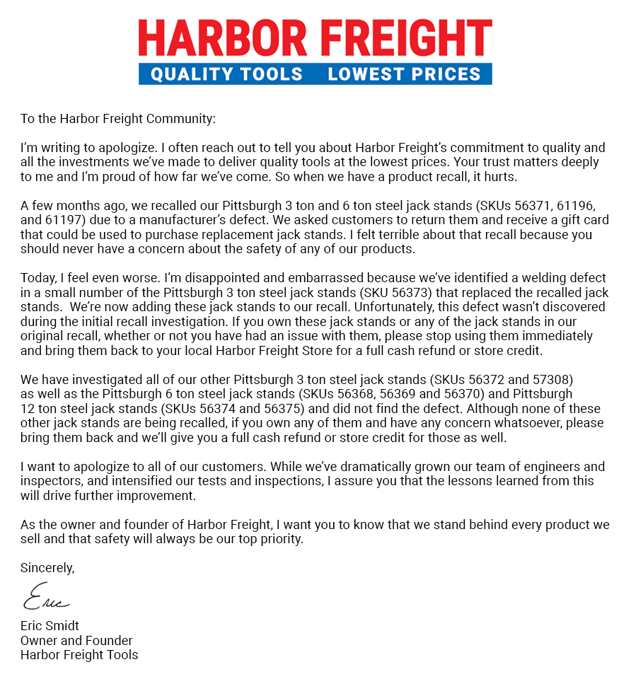 Replacements For Recalled Harbor Freight Axle Stands...Get Recalled Too
