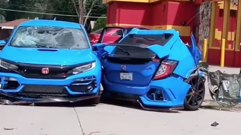 This Honda Civic Type R Was Ripped In Two During A Huge Crash